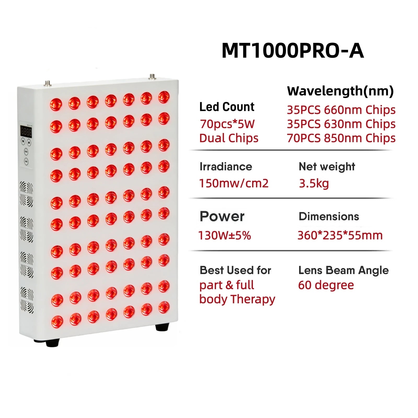 660nm 630nm 850nm Dimmable Dual Chip Red Light Therapy Panel Lamp LED Beauty Devices Near Infrared Therapy Light For Face Body