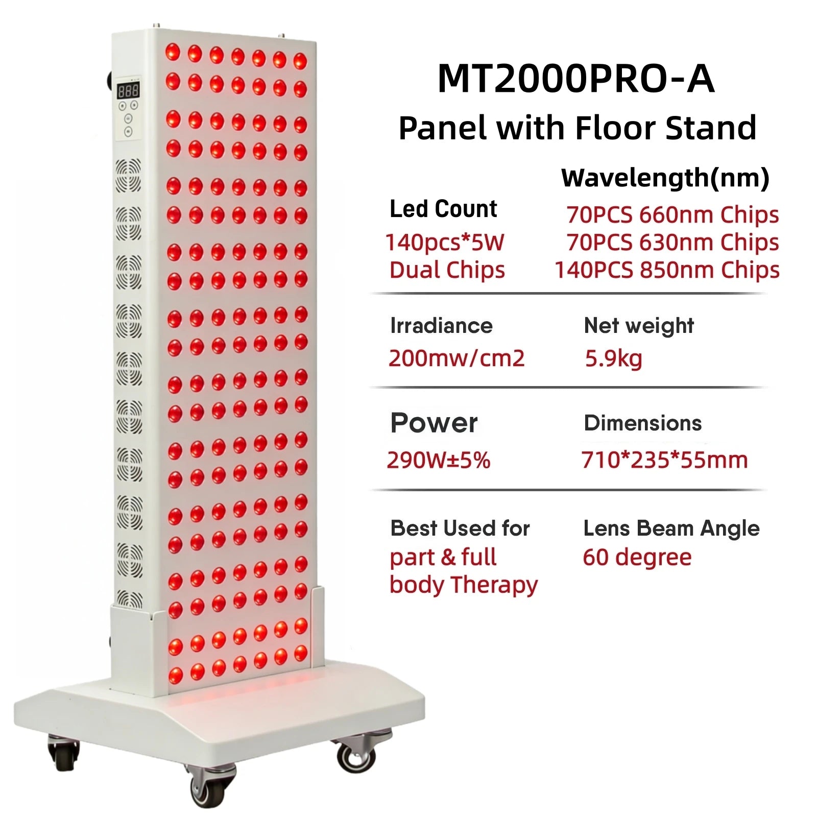 660nm 630nm 850nm Dimmable Dual Chip Red Light Therapy Panel Lamp LED Beauty Devices Near Infrared Therapy Light For Face Body