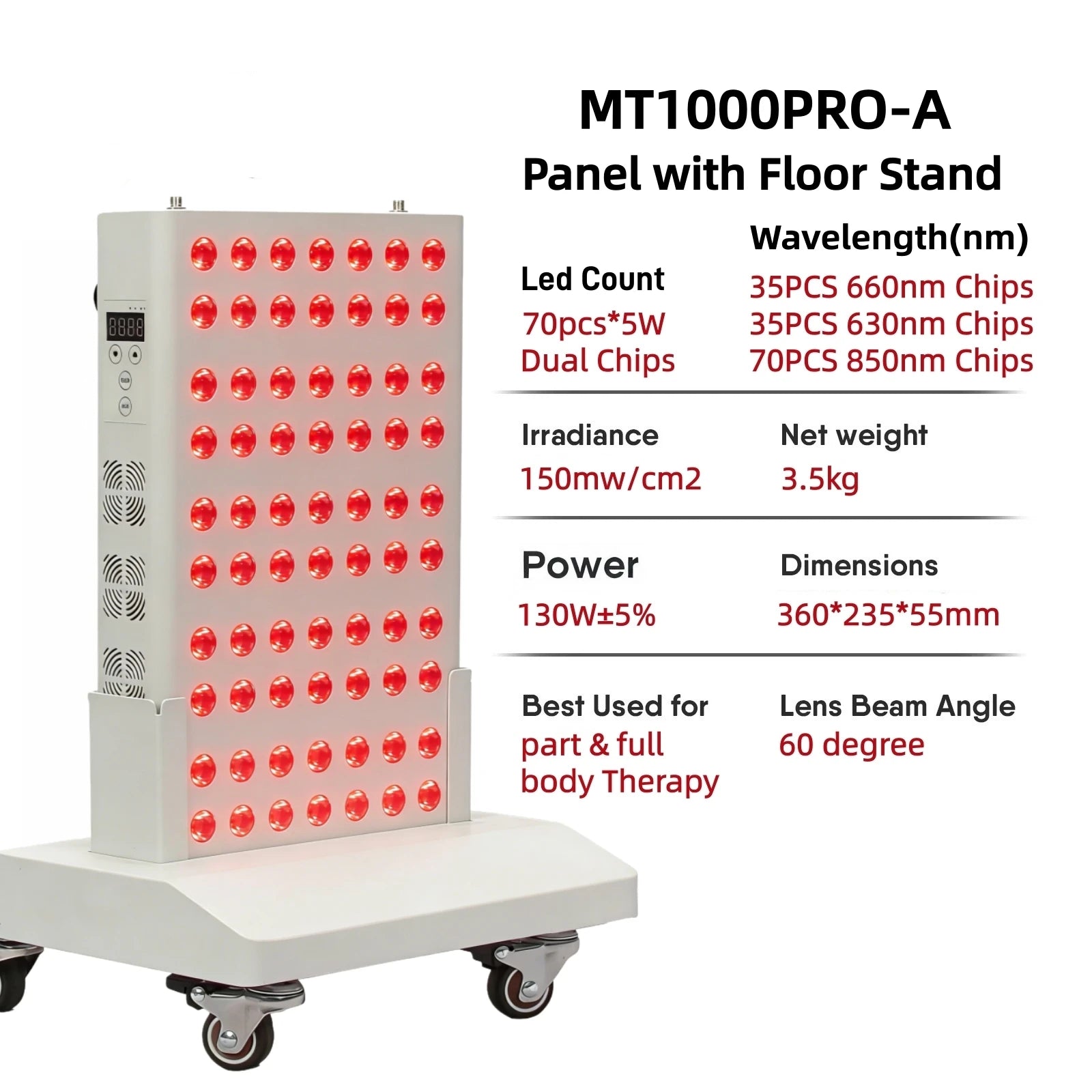 660nm 630nm 850nm Dimmable Dual Chip Red Light Therapy Panel Lamp LED Beauty Devices Near Infrared Therapy Light For Face Body