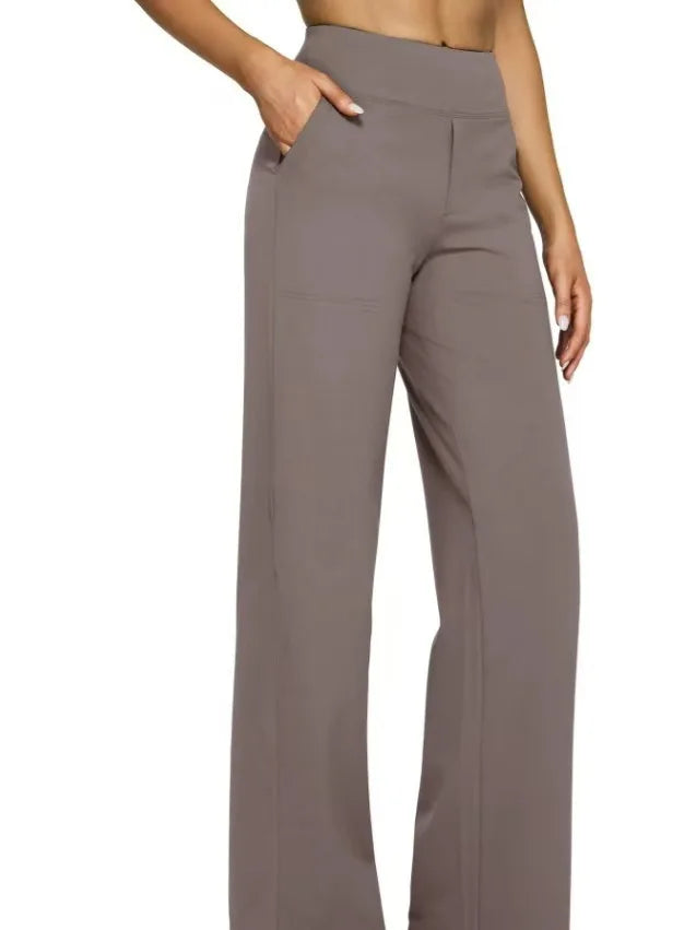 Casual Loose Womens High Waist Knitted Straight Yoga Pants with Pockets