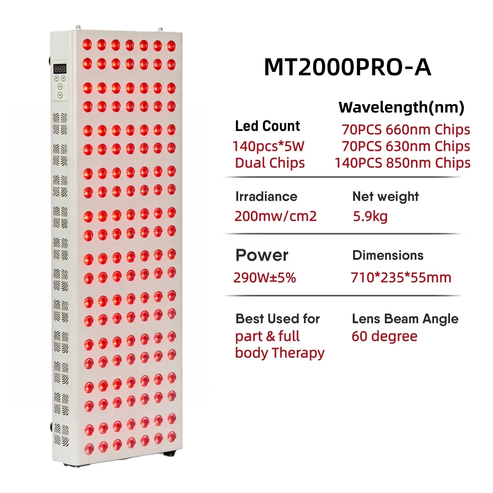 660nm 630nm 850nm Dimmable Dual Chip Red Light Therapy Panel Lamp LED Beauty Devices Near Infrared Therapy Light For Face Body