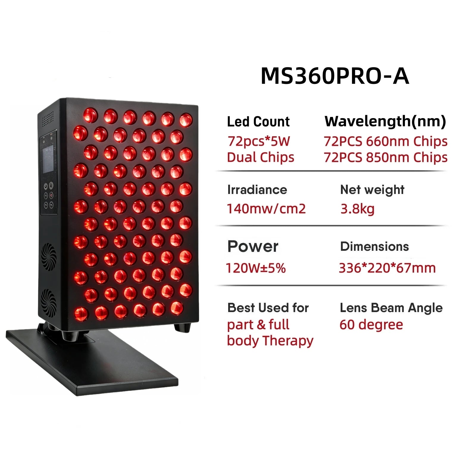 660nm 630nm 850nm Dimmable Dual Chip Red Light Therapy Panel Lamp LED Beauty Devices Near Infrared Therapy Light For Face Body