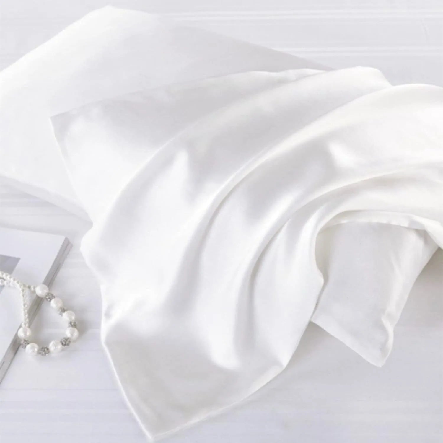 Premium Mulberry Silk Pillowcase for Hair and Skin Made in USA, Anti Acne Pure Silk Pillow Cases White Queen, 100% Real 22 Momme