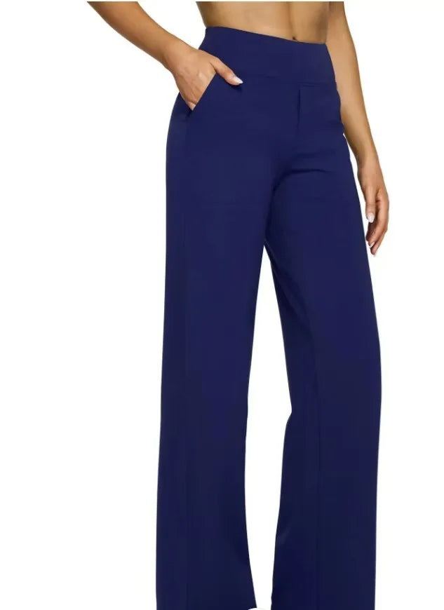 Casual Loose Womens High Waist Knitted Straight Yoga Pants with Pockets